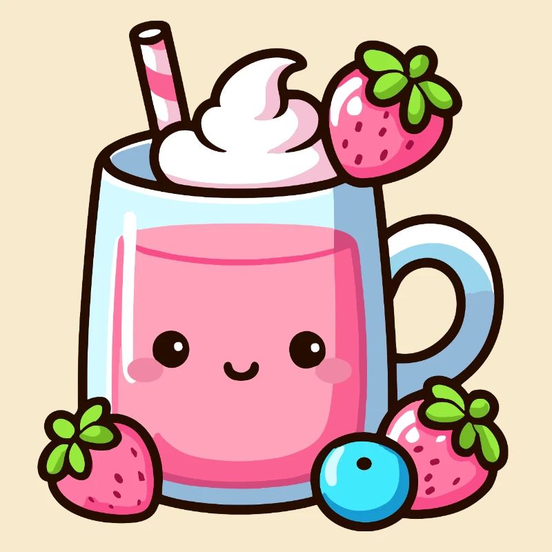 Kawaii Erdbeermilch Becher Design