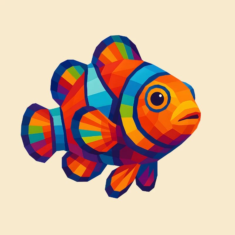 WPAP Polygon Style Animaux - Poisson-clown