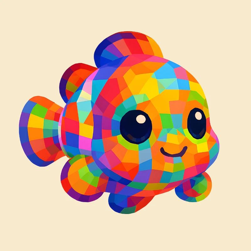 WPAP Polygon Style Animals Kawaii Baby Clownfish