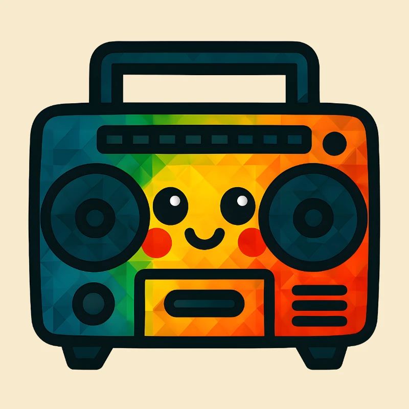 WPAP Polygon Kawaii Style Toy Cassette Deck
