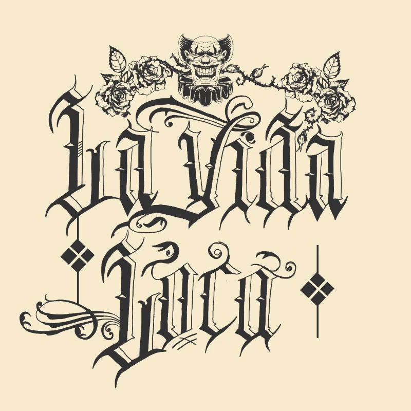 Retro Gothic Text with Clown Motif