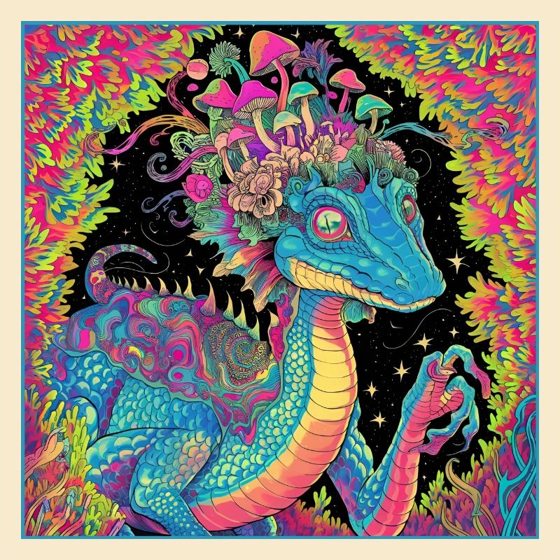 Psychedelischer Walddrache Illustration