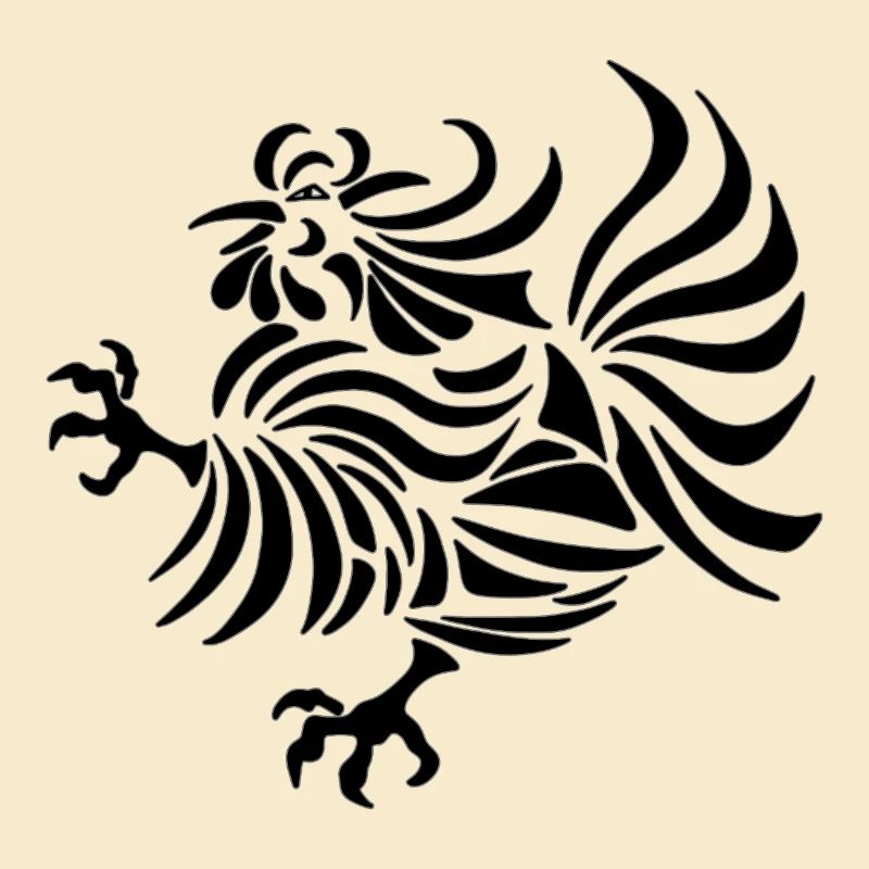 Dessin au trait complexe d'un coq