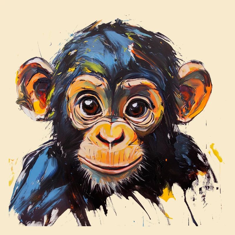 Conception d’art expressive de portrait de bébé singe
