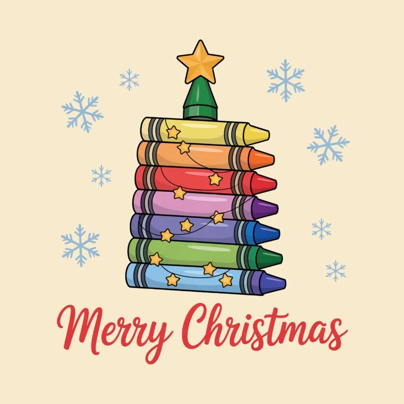 Arbre de Noël de crayons de couleur avec des étoiles