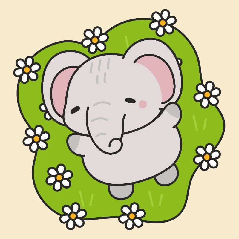 Cute Elephant with Flowers