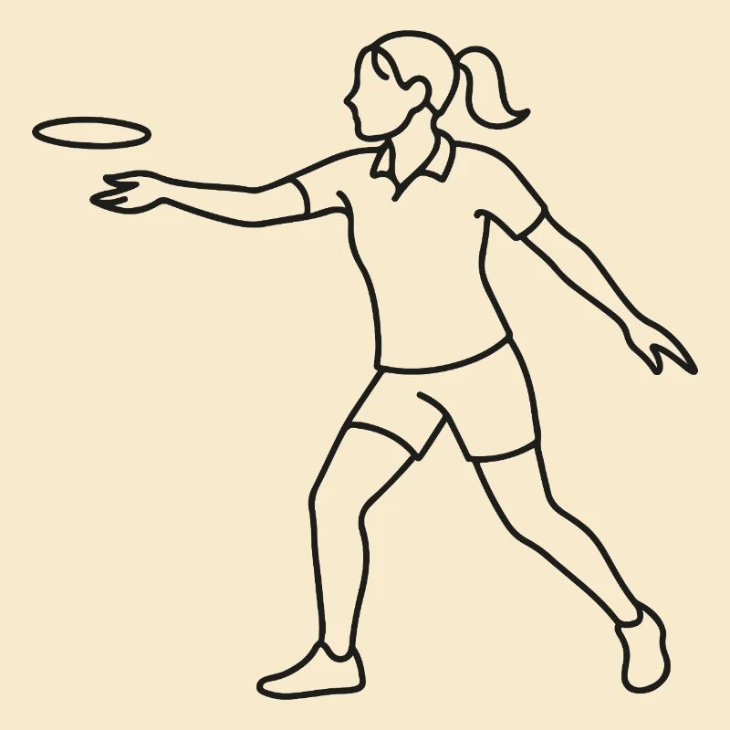 Disc Golf Player Sketch – Minimalist Motif