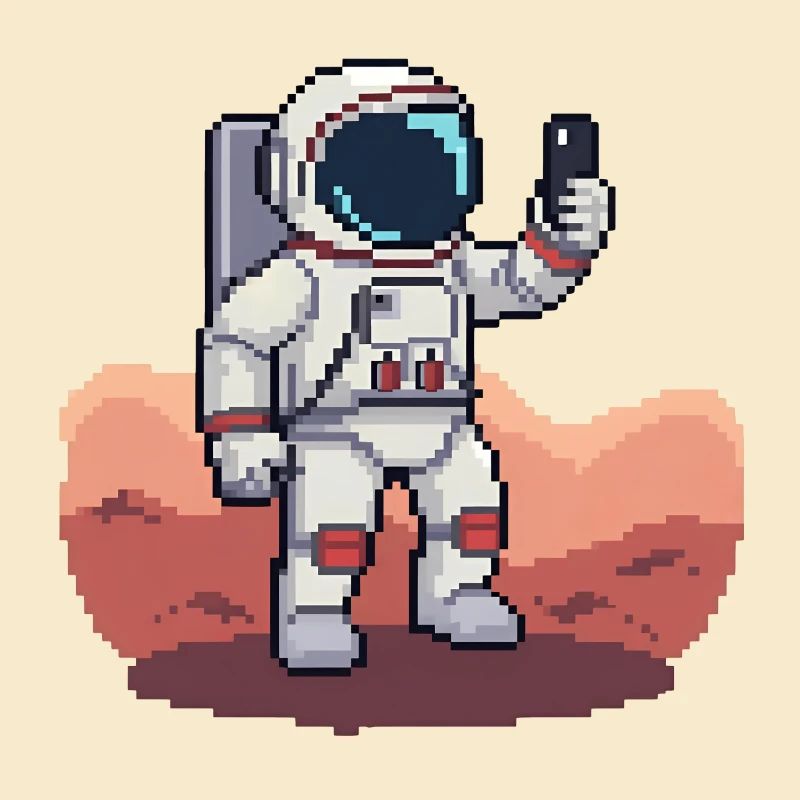 Pixel Astronaut Selfie on Mars – 8-Bit Style