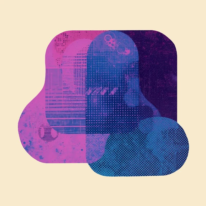 Abstract Tech Layers — Blue & Pink Digital Art