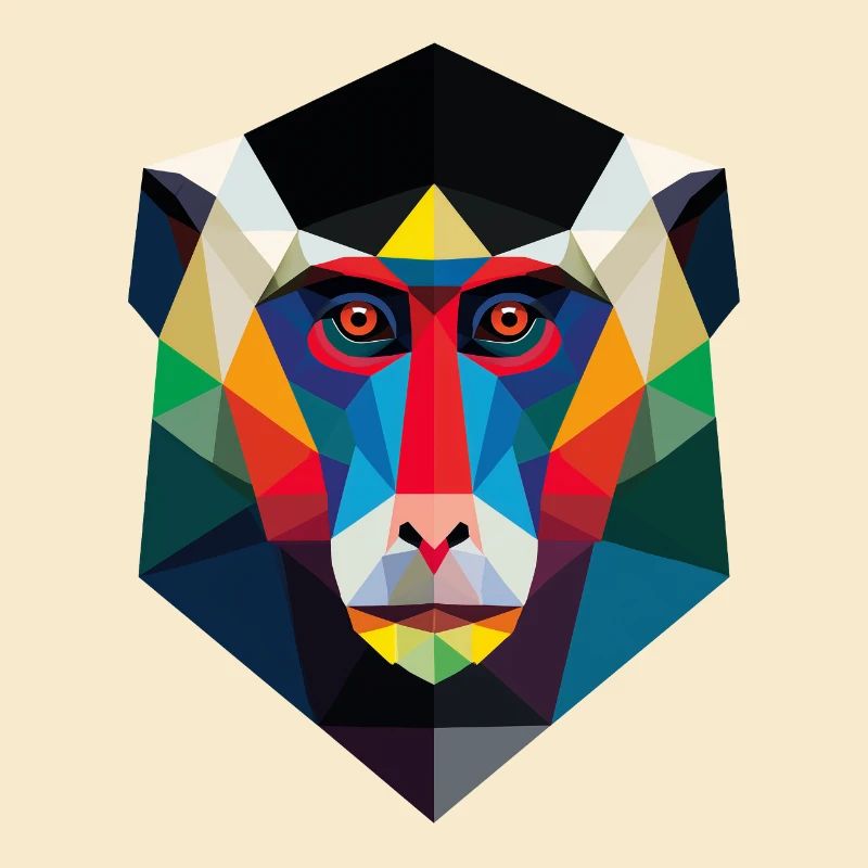 Impression d’art géométrique tête de singe
