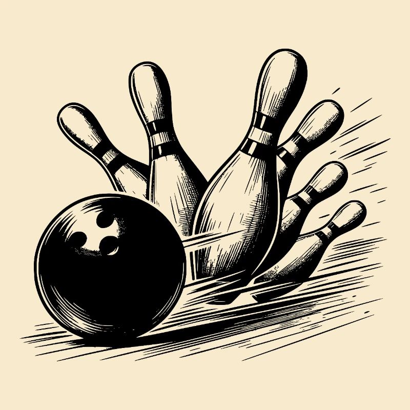 Dynamischer Bowlingkugel Wurf auf Pins