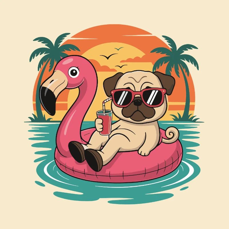Lustiger Mops tropischer Sommerflamingo-Float