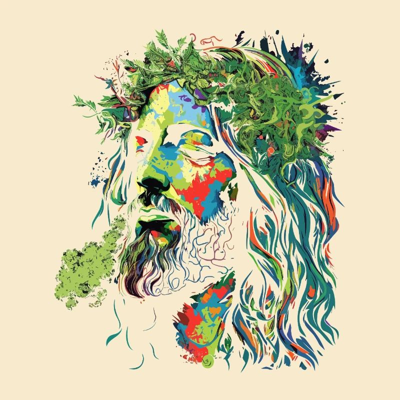 Explosion des couleurs rastafari de Jésus