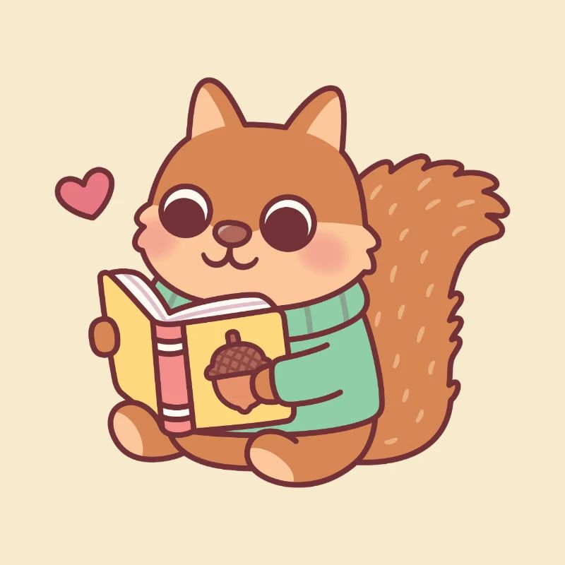 Niedliches Eichhörnchen liest ein Buch