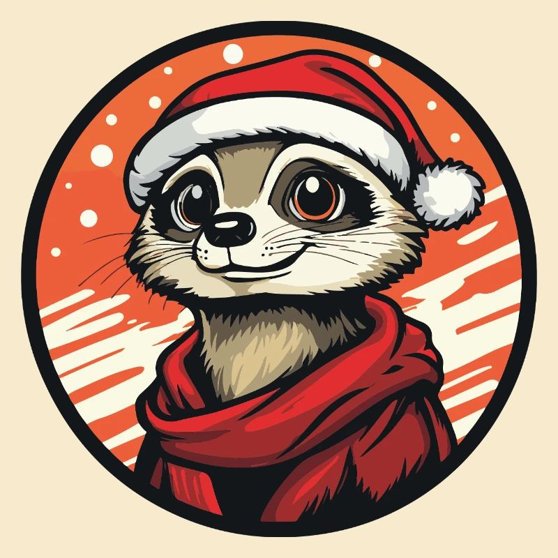 Suricate avec un chapeau de Père Noël