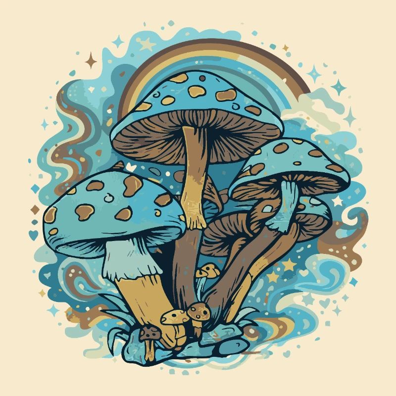 Blue Mushroom Wonder Forest