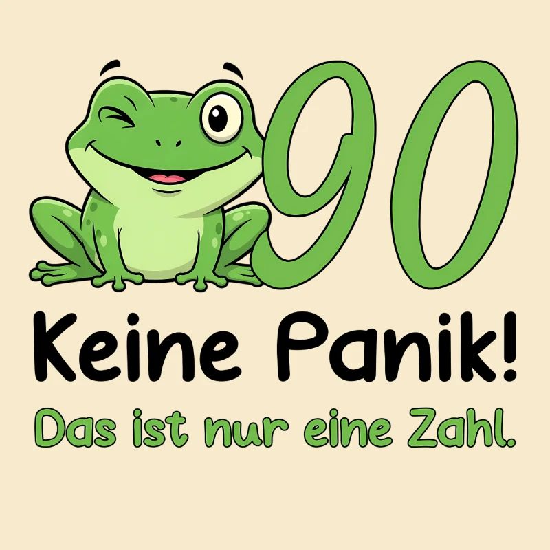 90 Birthday Desig – Don't Panic! Funny Frog