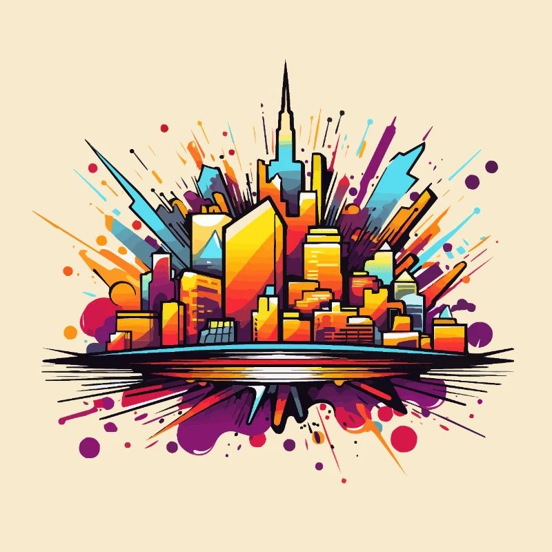 Bunte Stadtsilhouette Explosion