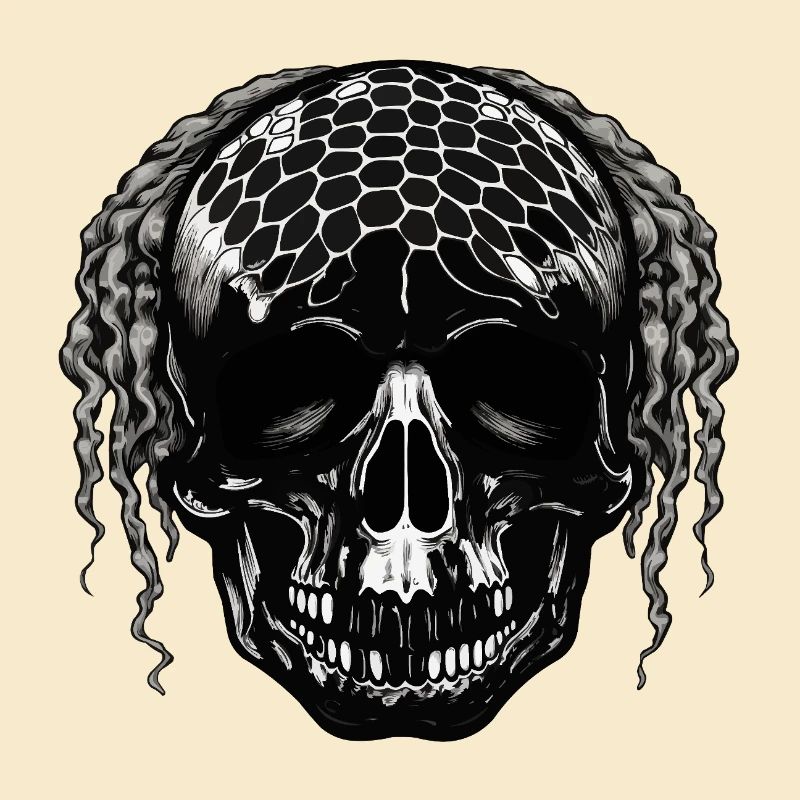 Crâne avec dreadlocks à motif de maillage