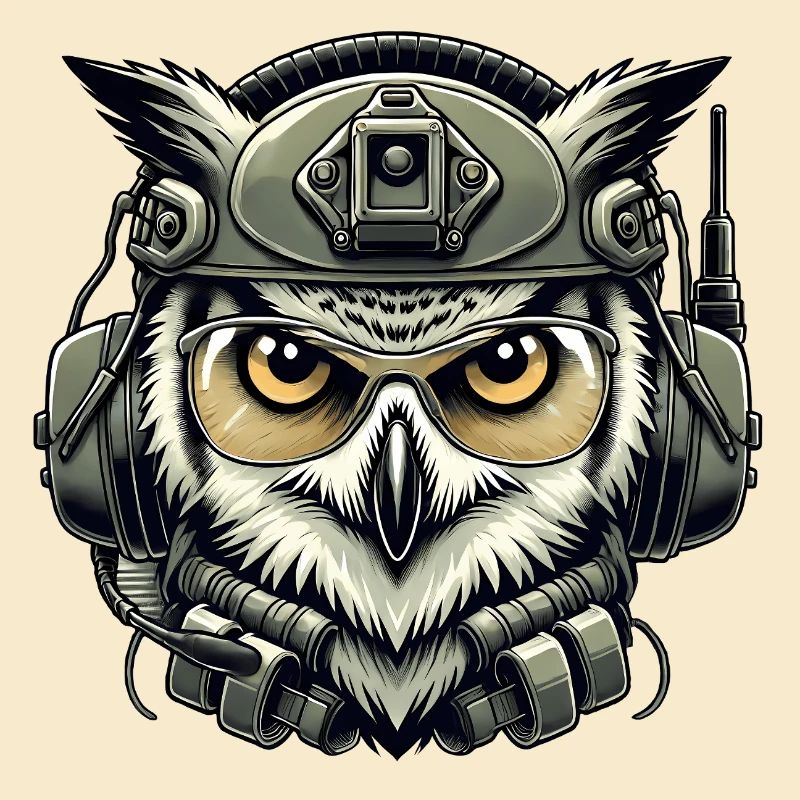 Taktische Eule mit Helm