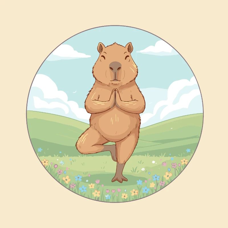 Yoga Capybara Rodent Doing Tree Pose