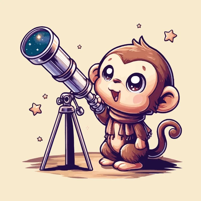 Singe du ciel étoilé avec télescope