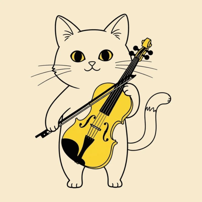 Cute Cat Playing Cello Chat