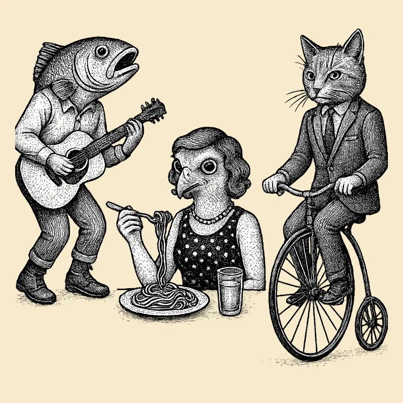 Verspieltes Tiertrio-Parade