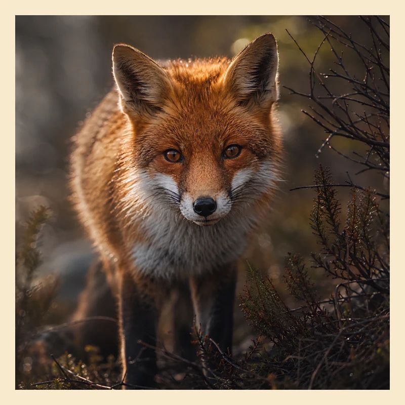 Renard dans une clairière forestière