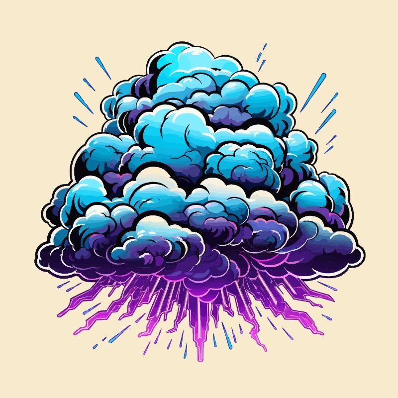 Blue Cloud Pop Neon Burst