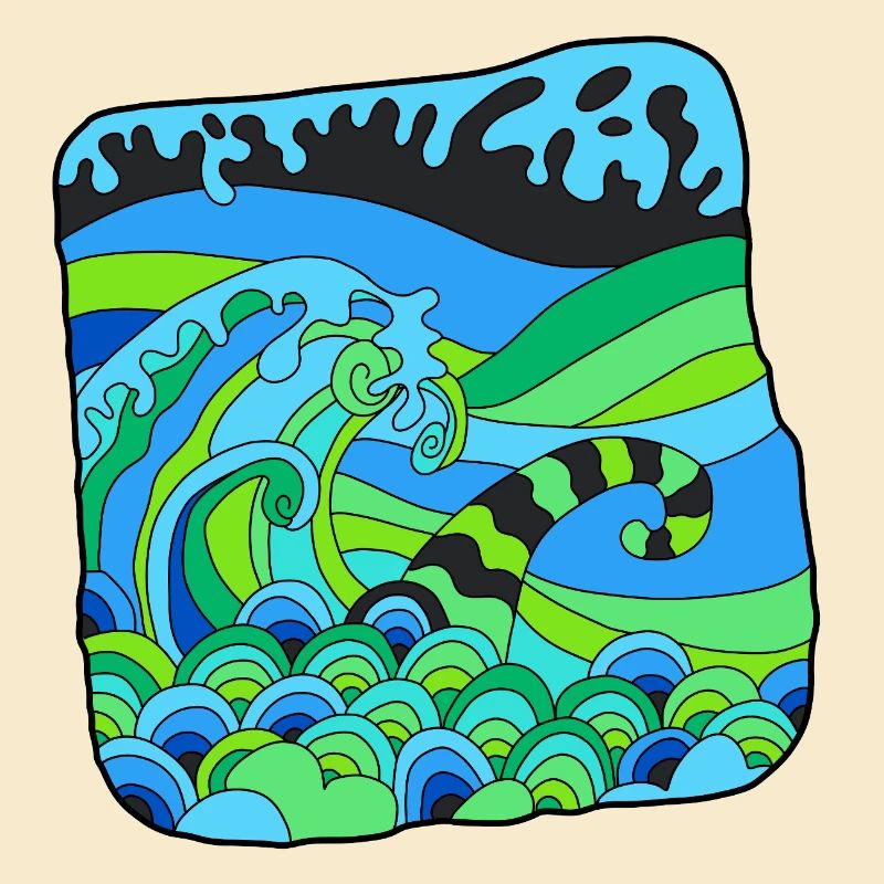 Green Deco Waves