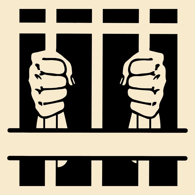 Zwei Fäuste hinter Gittern und Leerzeichen