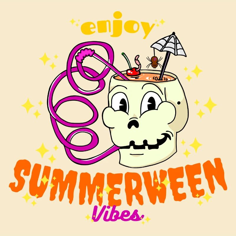 Enjoy Summerween Vibes Funny Summer Skull Drink
