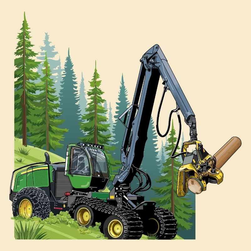 Récolteuse, moissonneuse en forêt