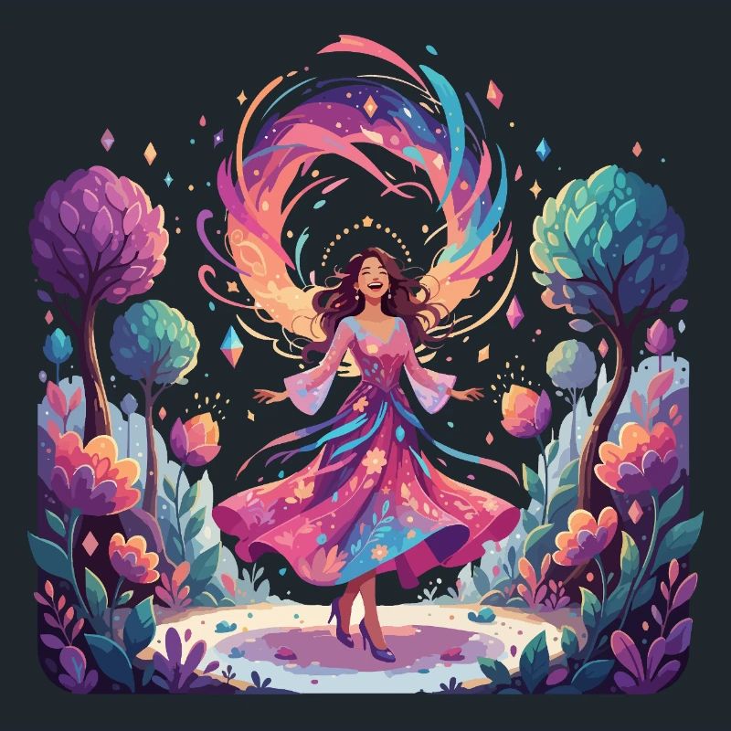 Danse colorée de la princesse dans la danseuse enchantée de la forêt