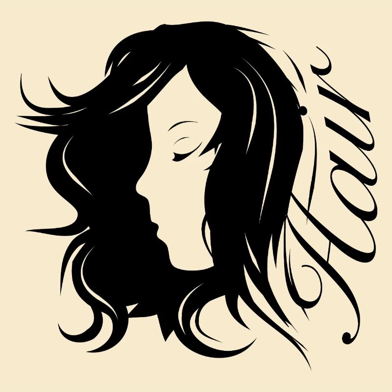 Mädchen Silhouette mit Typografie-Haar