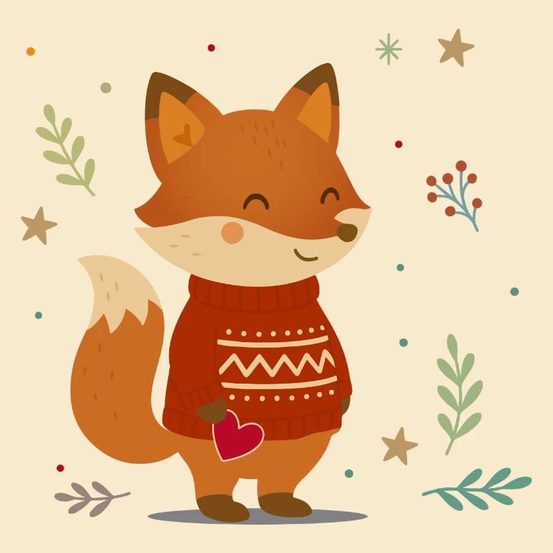 Süßer Fuchs im Pullover mit Herz