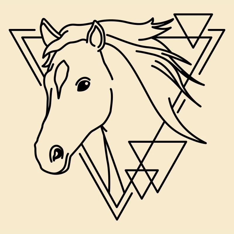 Cheval en forme géométrique - Conception d’art au trait