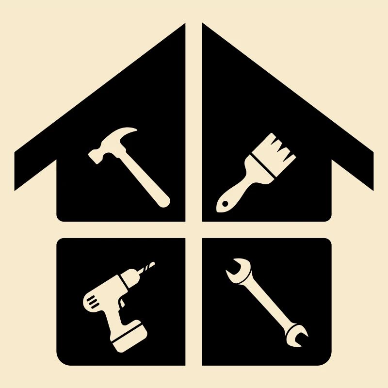 Logo de l’artisan – marteau, perceuse et brosse