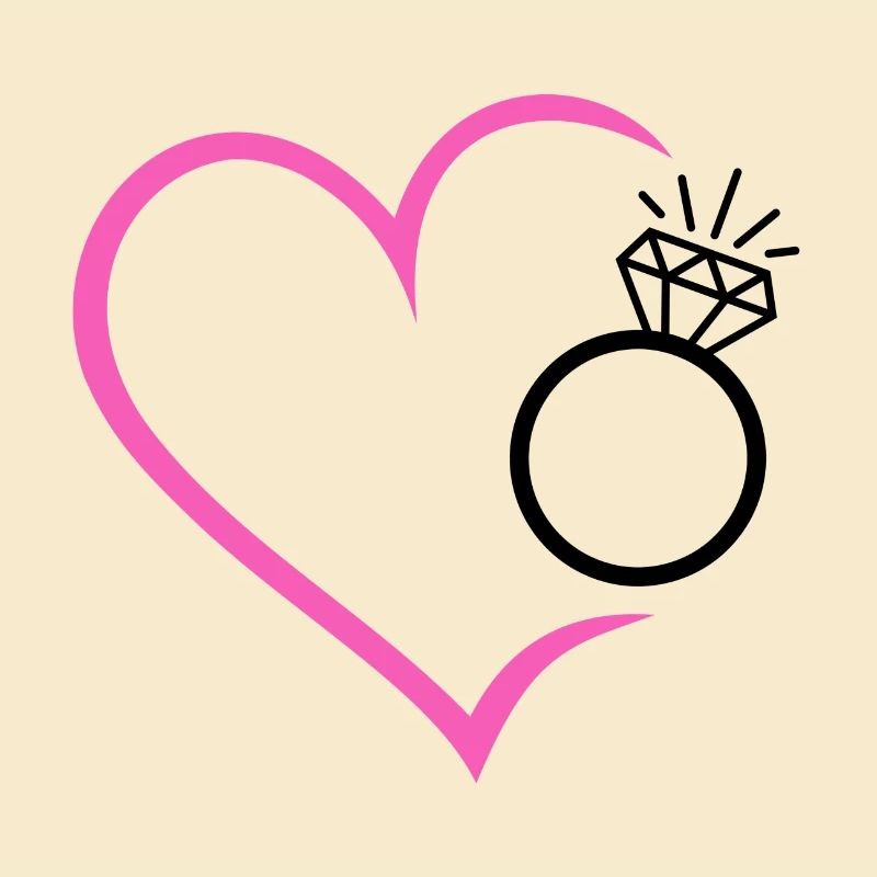 Heart with diamond ring, wedding ring, wedding ring, bride