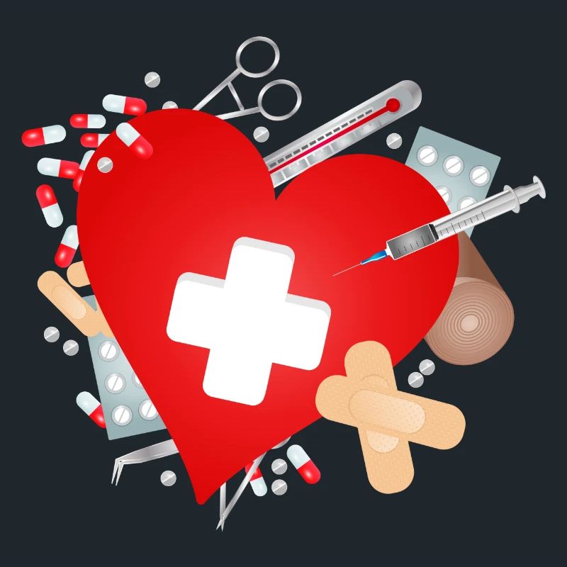 Erste Hilfe Set oder Reiseapotheke mit Herz