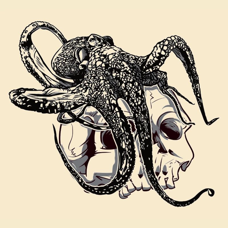 Octopus octopus on a skull gift