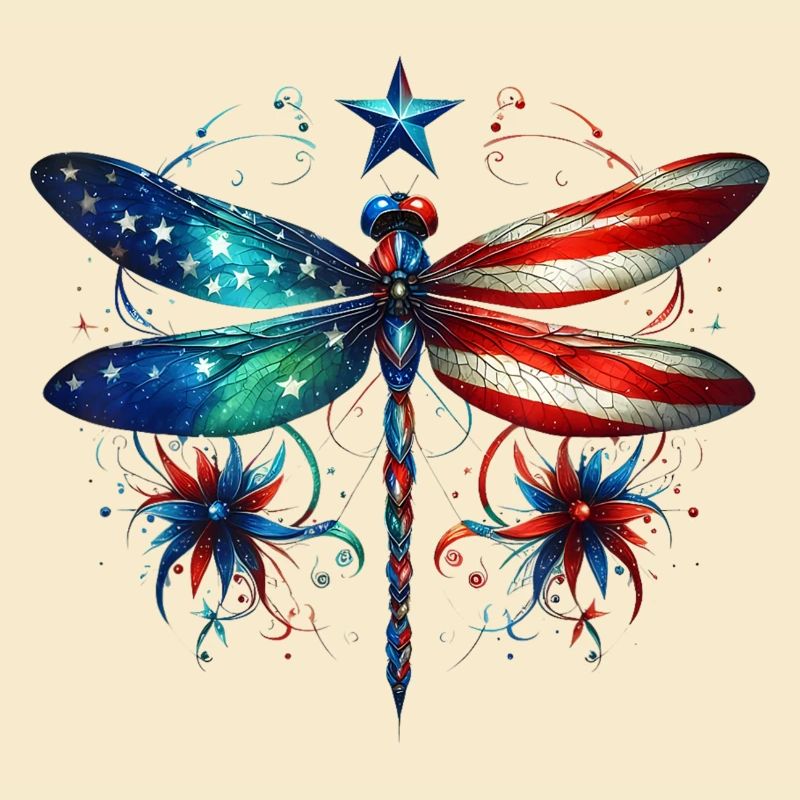 Patriotic Dragonfly Wings Artwork