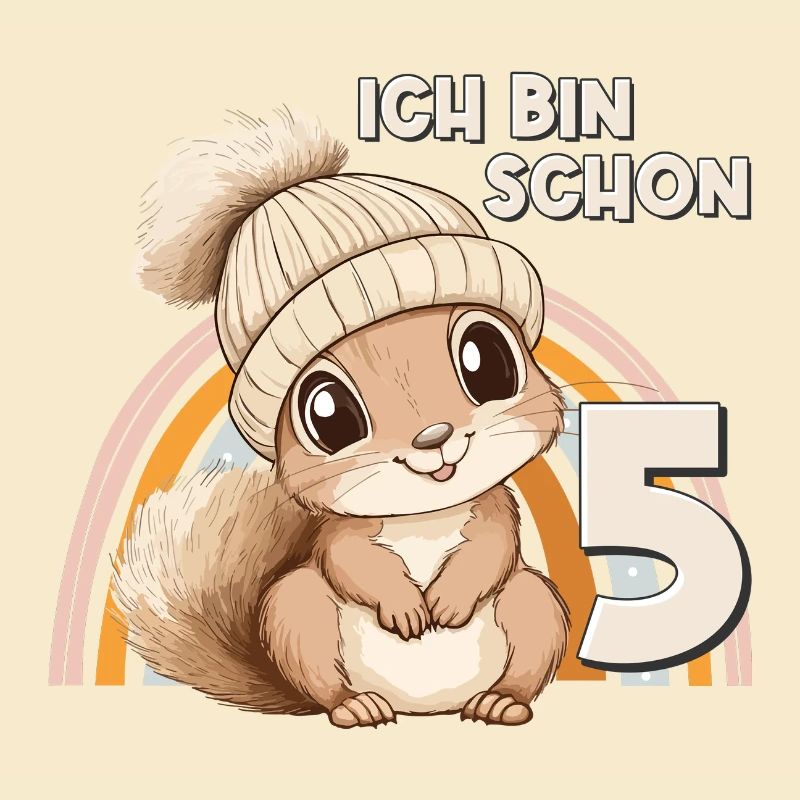 5. Geburtstag Eichhörnchen Regenbogen Süß Niedlich