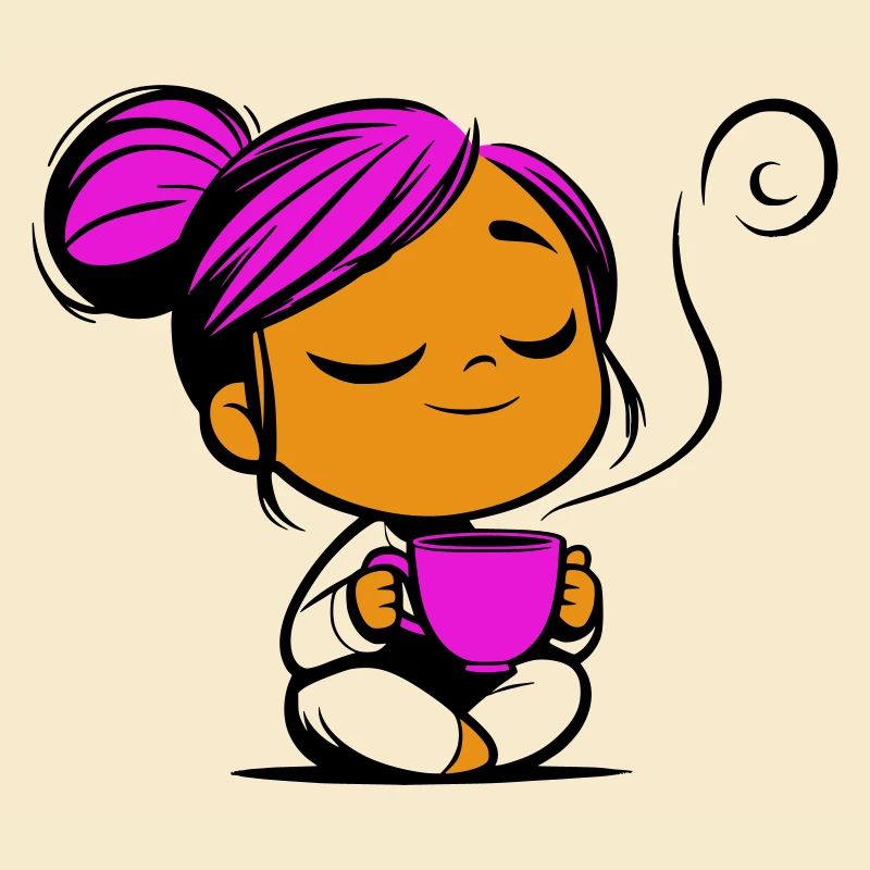 Tassmine enspannt mit einer Tasse Tee oder Kaffee