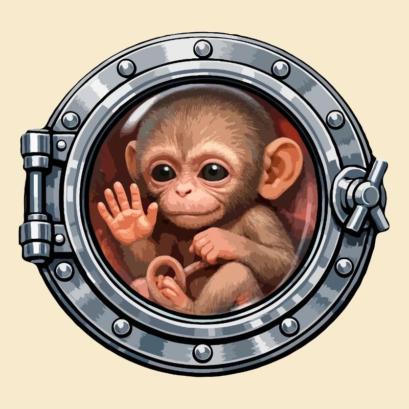 Bébé singe dans la trappe métallique