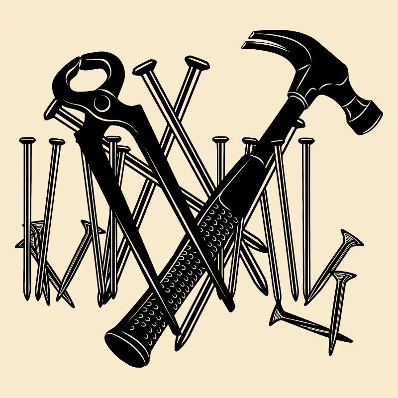 Carpenter tools and nails