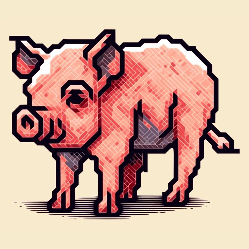 Cochon comme truie en pixel art 16 bits