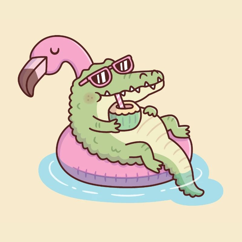 Crocodile Chilling On Flamingo Float Funny
