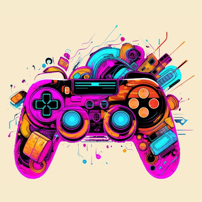Farbexplosion Controller: Gaming Vibes Art